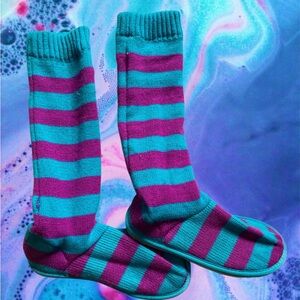 Striped slipper boots